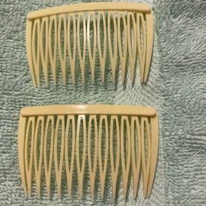 Vintage 1980’s side hair combs. Cream Colored